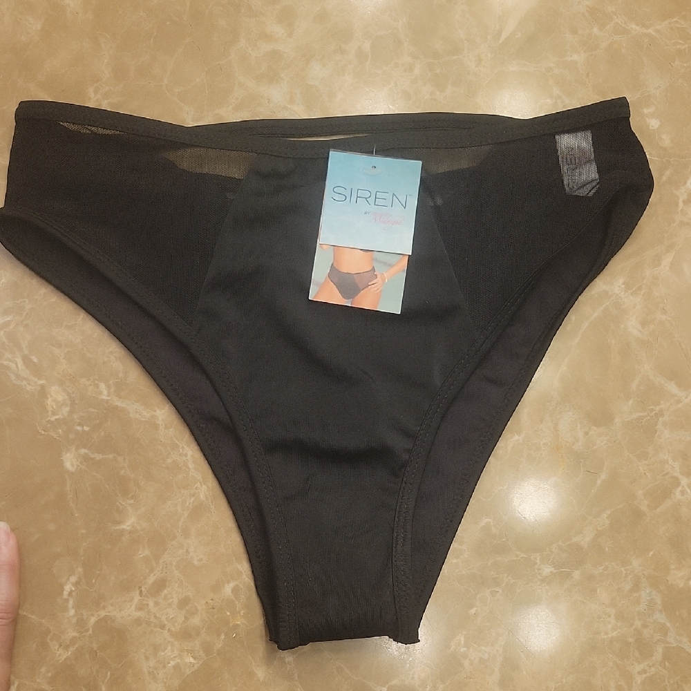 Women's Black High-Waisted Bikini Bottom, L